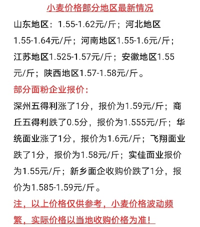 今日小麦最新报价查询表，实时更新，掌握最新行情！
